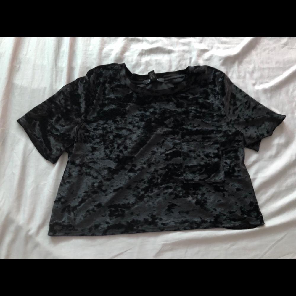 Black velvet crop top